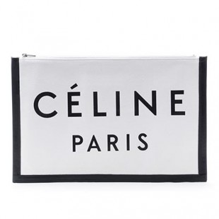 スーパーコピーセリーヌ CELINE ポーチ クラッチバッグ ホワイト レディース ギフト プレゼント コットン 10a96 2b4w 01wb メイド・イン