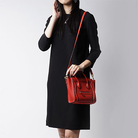 セリーヌコピーハンドバッグ(2WAY仕様)/LUGGAGE ラゲージ ナノショッパー /Coquelicot レッド系16824 3dru 25co レディース - 商品画像 4