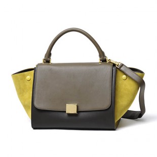 セリーヌスーパーコピー ハンドバッグ(2WAY仕様)/Small Trapeze/トラペーズ LEATHER /KHAKI グリーン系17468 3pta 15ka レディース