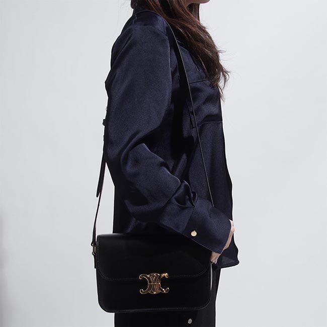 セリーヌスーパーコピー CELINE ショルダーバッグ ブラック レディース ギフト プレゼント レザー 本革 18736 3bf4 38no TRIOMPHE トリオンフ ミディアム - 商品画像 4