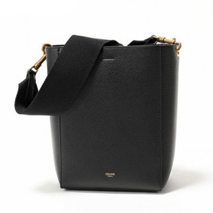 CELINEスーパーコピー 189303AH4.38NO SMALL SEAU SANGLE サングル バケット スモール レザー ショルダー トートバッグ Black レディース