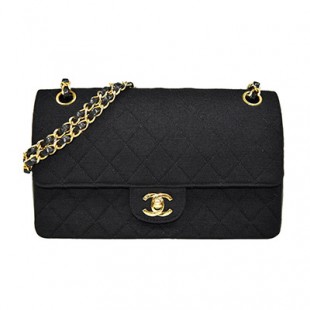 CHANEL/シャネルコピー コットンジャージ マトラッセ WフラップWチェーン ショルダーバッグ ブラック×ゴールド金具 A01112 - 商品画像 1