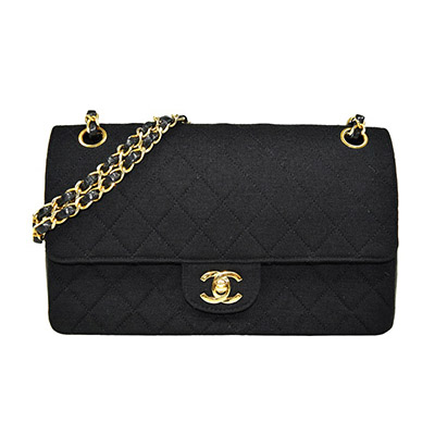CHANEL/シャネルコピー コットンジャージ マトラッセ WフラップWチェーン ショルダーバッグ ブラック×ゴールド金具 A01112 - 商品画像 3