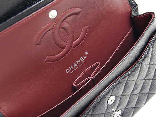 シャネルバッグコピー バッグ CHANEL ショルダーバッグ マトラッセ キャビアスキン CC ブラックxボルドー シルバー金具 A01112 Y01588 C3906 - 商品画像 8