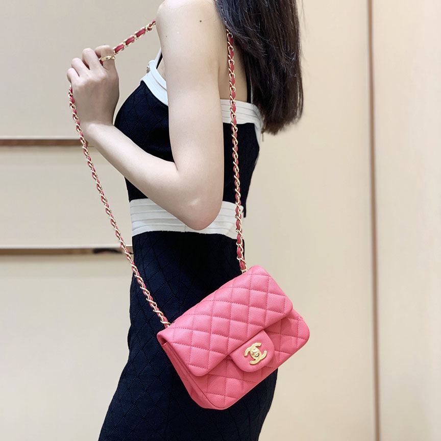 シャネル スーパーコピー Classic Flap Bag スクエアミニ ピンク A01115 - 商品画像 6