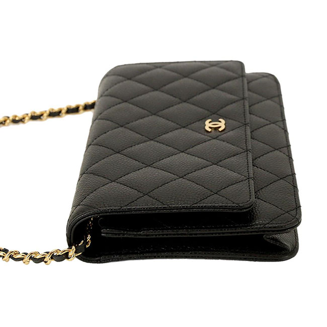シャネル CHANELスーパーコピー マトラッセ チェーン ウォレット 長財布 キャビアスキン ブラック A33814 - 商品画像 6