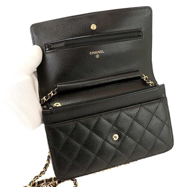 シャネル CHANELスーパーコピー マトラッセ チェーン ウォレット 長財布 キャビアスキン ブラック A33814 - 商品画像 7