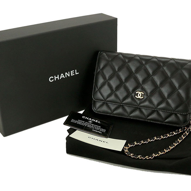 シャネルコピー CHANEL マトラッセ チェーン ウォレット 財布 ブラック レザー A33814 - 商品画像 4