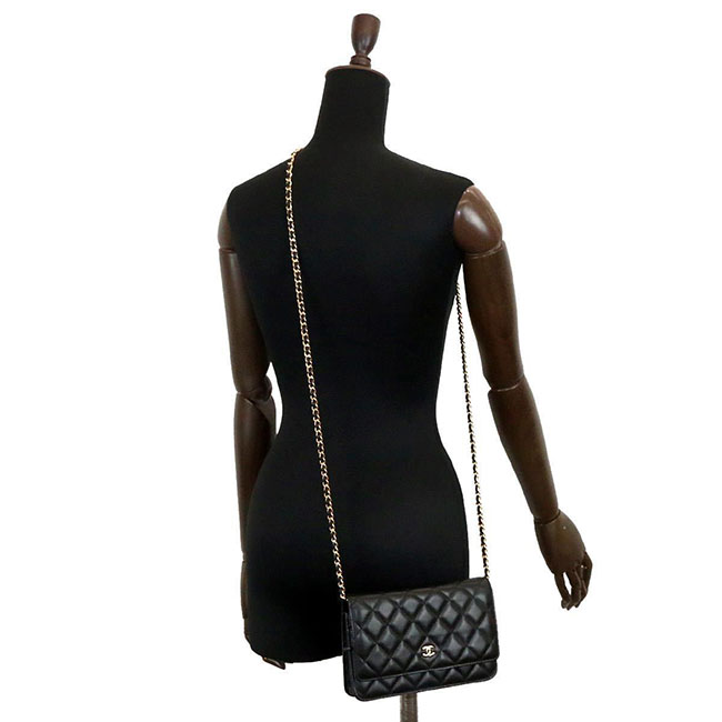 シャネルコピー CHANEL マトラッセ チェーン ウォレット 財布 ブラック レザー A33814 - 商品画像 10