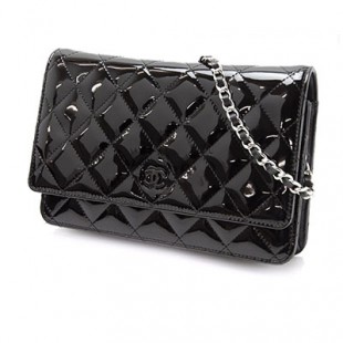 シャネルコピー CHANEL エナメル マトラッセ チェーン ウォレット ショルダー レザー 長財布 斜め掛け ブラック 黒 A33815 - 商品画像 1