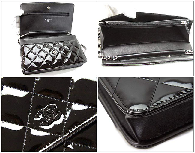 シャネルコピー CHANEL エナメル マトラッセ チェーン ウォレット ショルダー レザー 長財布 斜め掛け ブラック 黒 A33815 - 商品画像 4