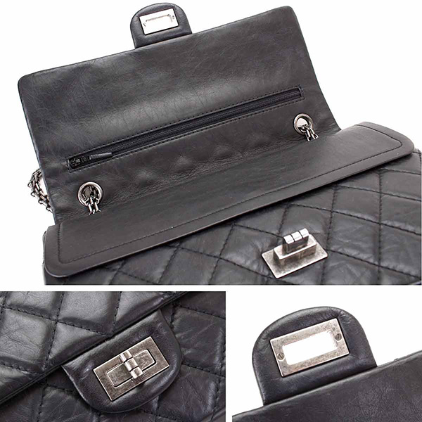 シャネルスーパーコピー CHANEL 2.55 マトラッセ チェーン ショルダー バッグ レザー ブラック A37586 - 商品画像 4