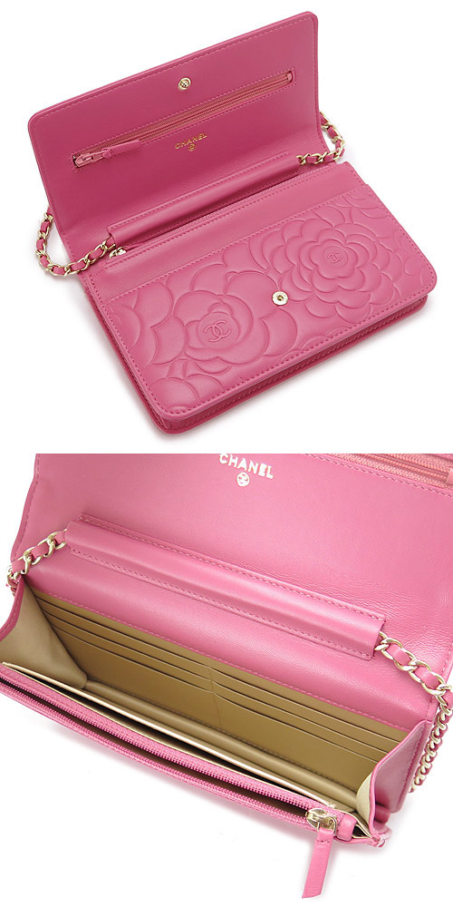 シャネルスーパーブランドコピー チェーンウォレット/長財布 CHANEL シャネルスーパーコピー 財布 カメリア 型押しレザー ピンク A47421 - 商品画像 4