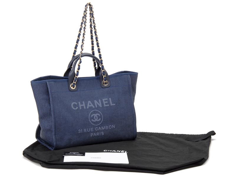 シャネル CHANEL トートバッグ A66941-Y84117-5B749 チェーンショルダー キャンバストート ネイビー - 商品画像 4