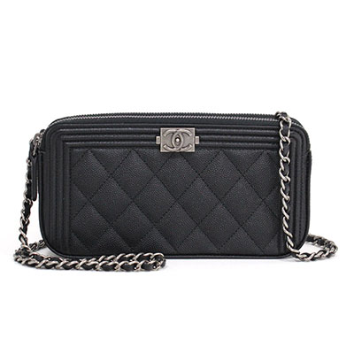 シャネルコピー CHANEL チェーンクラッチバッグ ウォレットバッグ ブラック シルバー金具 グレインドカーフスキン キャビアスキン A84069 Y33257 94305 - 商品画像 7