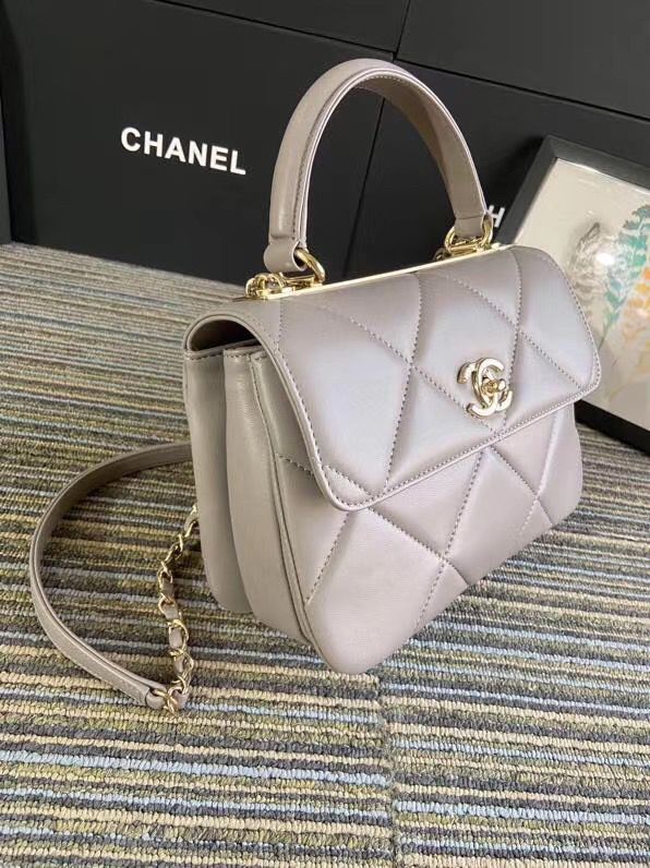 CHANEL スモール トップハンドル フラップ バッグ グレー A92236 B01289 N4854 - 商品画像 5