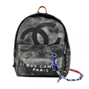 シャネル CHANEL 2014SSコレクション グラフィティ リュックサック バックパック キャンバス グレー A92352 - 商品画像 1