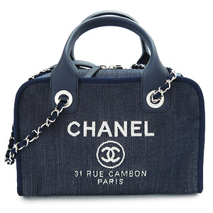 シャネルスーパーコピー ハンドバッグ CHANEL チェーンショルダーバッグ/ボウリングバッグ ドーヴィル ココマーク デニム ネイビー A92749 Y10472 2A183 - 商品画像 4