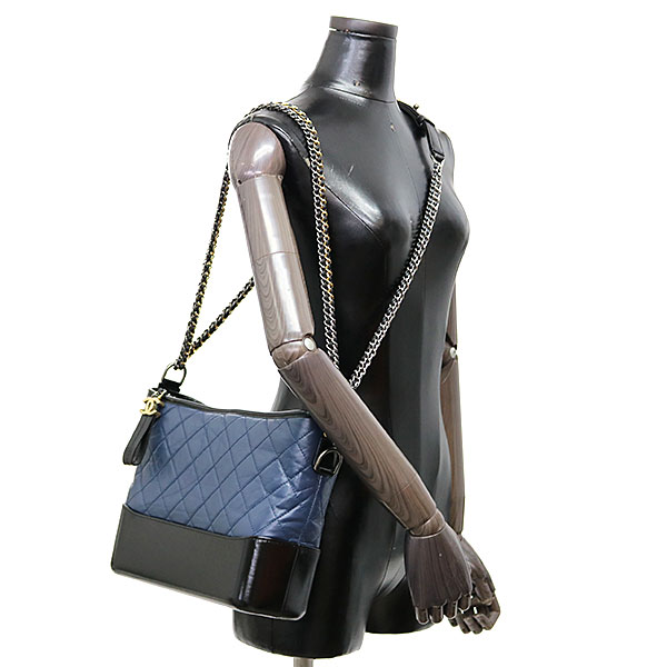 シャネルスーパーコピー CHANEL ガブリエル ドゥ シャネル ホーボーバッグ ブルー×ブラック エイジド カーフスキン ミディアム チェーンショルダーバッグ A93824 - 商品画像 8