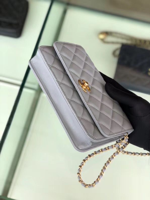 シャネル CHANEL ラムスキン チェーンウォレット グレー AP1450 B02991 94302 - 商品画像 10