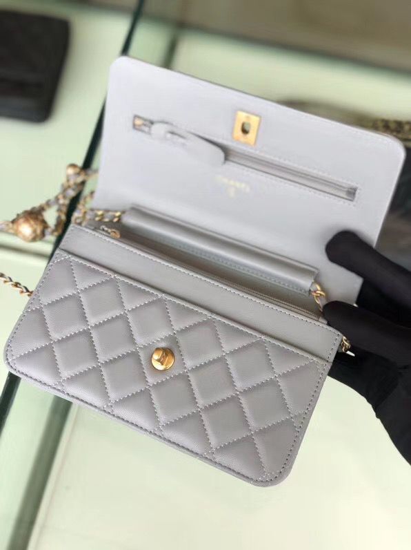 シャネル CHANEL ラムスキン チェーンウォレット グレー AP1450 B02991 94302 - 商品画像 3