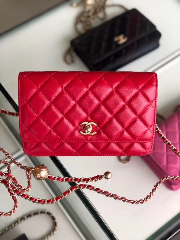シャネル CHANEL ラムスキン チェーンウォレット 赤 AP1450 B02991 94308 - 商品画像 8