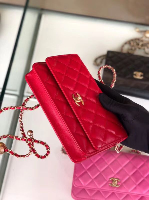 シャネル CHANEL ラムスキン チェーンウォレット 赤 AP1450 B02991 94308 - 商品画像 6
