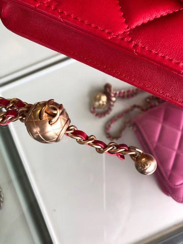 シャネル CHANEL ラムスキン チェーンウォレット 赤 AP1450 B02991 94308 - 商品画像 5