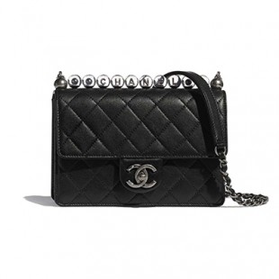 シャネル CHANEL フラップ バッグ ゴートスキン ビーズ ショルダーバッグ CC パール ラムAS0585 B02884 94305