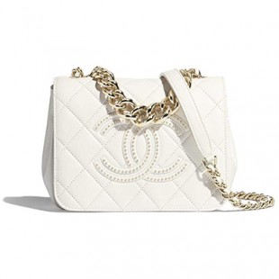 シャネルコピー CHANEL フラップ ショルダーバッグ CC ラム スタッズ パール 白 AS1514 B02377 10601 - 商品画像 2