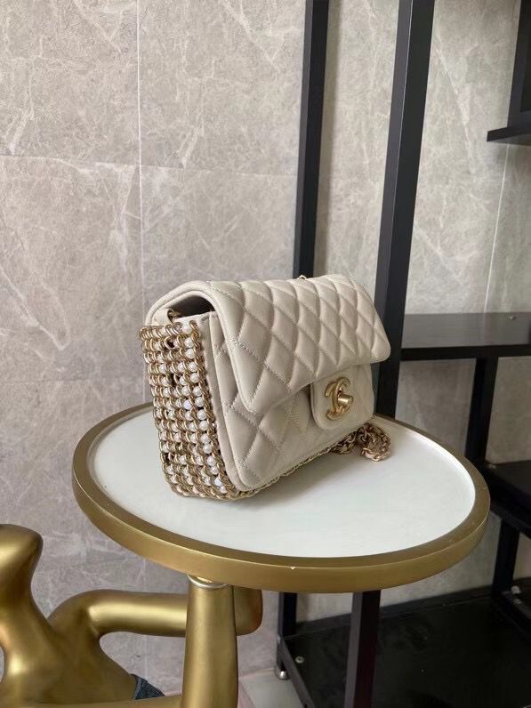 シャネル CHANEL フラップ バッグ ショルダー CC ラム パール マト AS1740 B02779 10601 - 商品画像 6