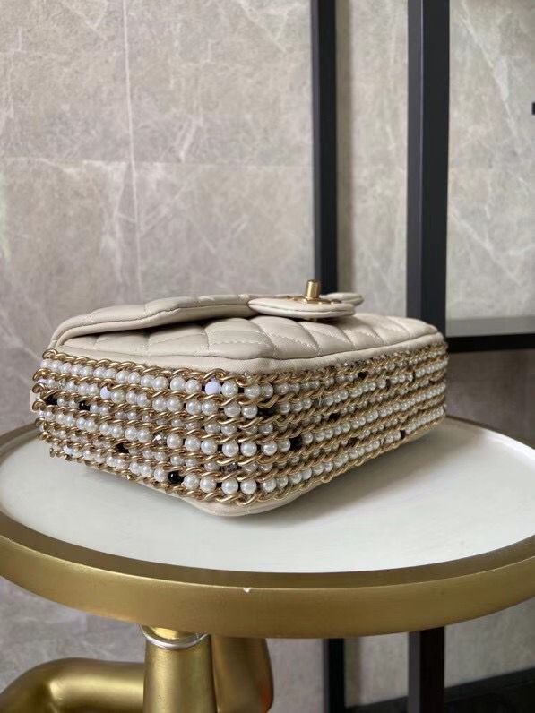 シャネル CHANEL フラップ バッグ ショルダー CC ラム パール マト AS1740 B02779 10601 - 商品画像 3