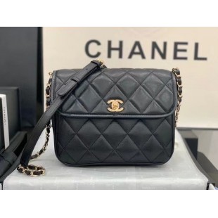 CHANEL ミニ メッセンジャー ショルダーバッグ グレインド カーフスキン ブラック AS2465 B05440 94305