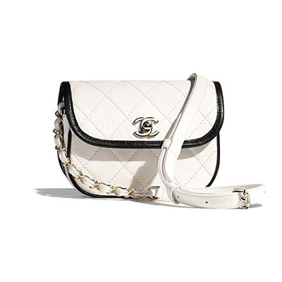 CHANEL ミニ メッセンジャー ショルダーバッグ グレインド カーフスキン ホワイト AS2465 B05440 C0200 - 商品画像 4