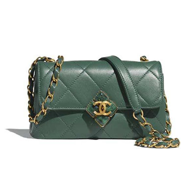CHANELスーパーコピー ミニフラップバッグ レジン マトラッセ グリーン AS2633 B05977 NC636 - 商品画像 4