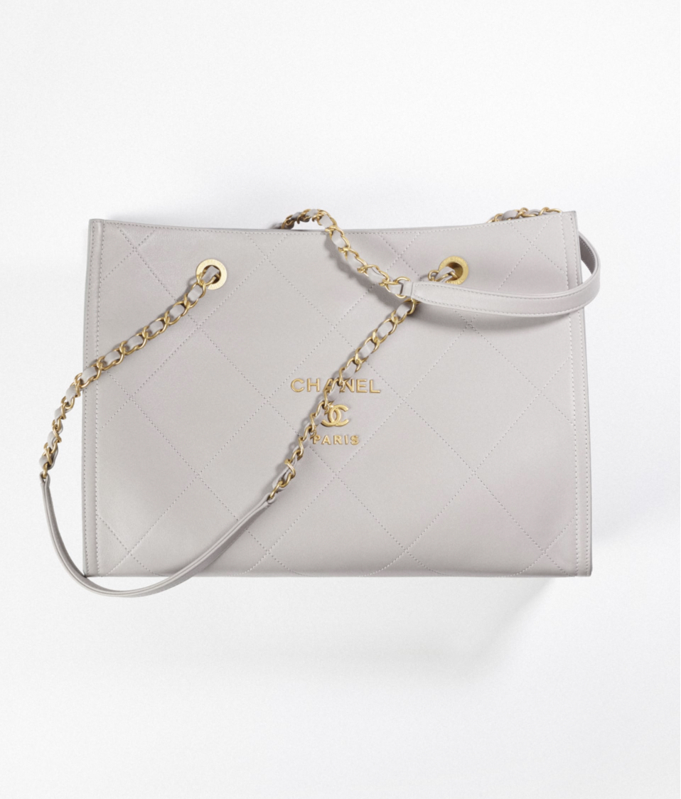 シャネル CHANEL スモールショッピングバッグ カーフスキン グレー ロゴ AS2752 B06377 10601 - 商品画像 3