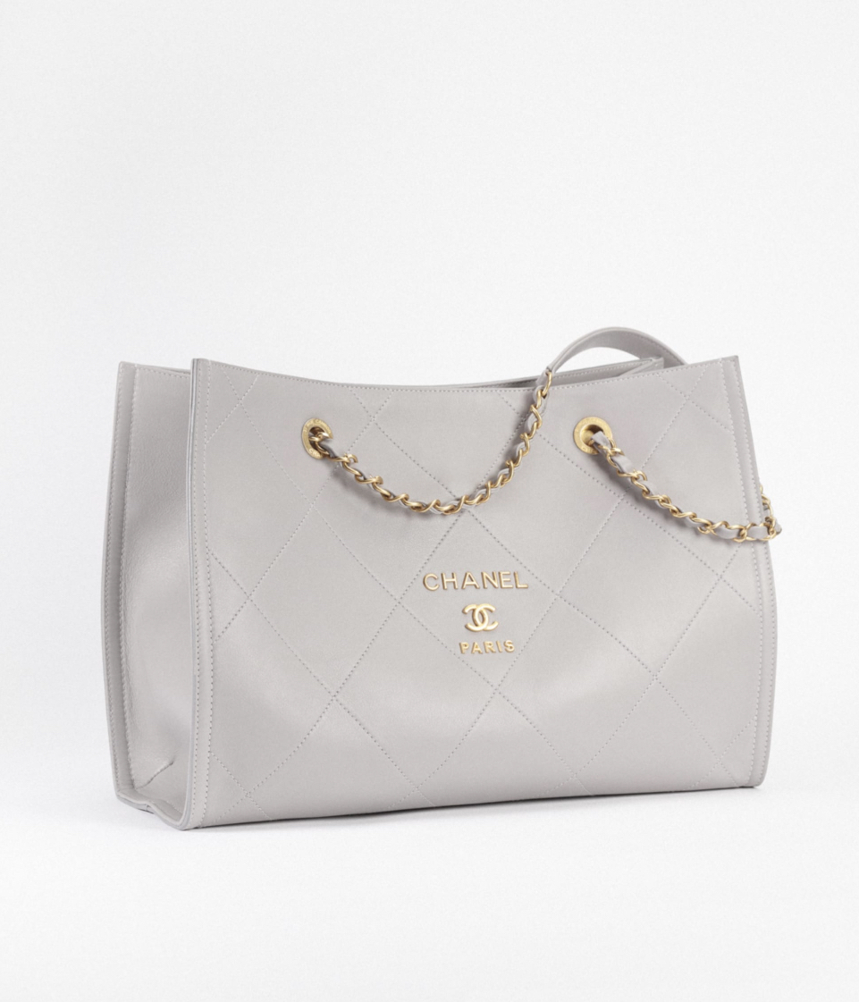 シャネル CHANEL スモールショッピングバッグ カーフスキン グレー ロゴ AS2752 B06377 10601 - 商品画像 6