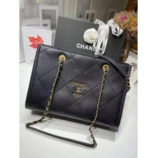 シャネル CHANEL スモールショッピングバッグ カーフスキン グレー ロゴ AS2752 B06377 94305 - 商品画像 2