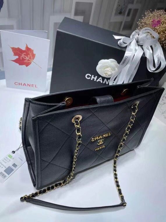シャネル CHANEL スモールショッピングバッグ カーフスキン グレー ロゴ AS2752 B06377 94305 - 商品画像 1