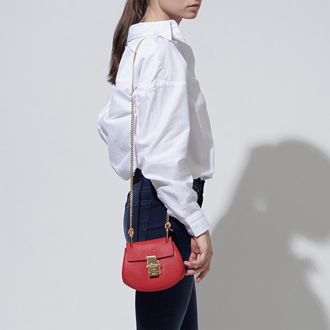 クロエコピー Chloe ショルダーバッグ DREW ドリュー LEATHER PLAID RED レッド系 3s1038 944 b5m レディース - 商品画像 3