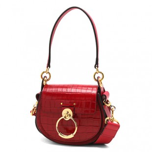 クロエコピー CHLOE ショルダーバッグ/ハンドバッグ テス/TESS クロコ型押し ダスキーレッド CHC19SS153 A87 634 レディース