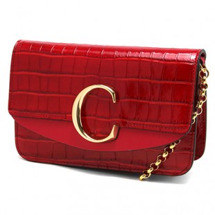 クロエ ショルダーバッグ バッグ レディース クロエ C クロコ型押し ダスキーレッド CHC19SS192 A87 634