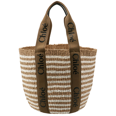 クロエスーパーコピー CHLOE トートバッグ WOODY LOGO ラージ バスケット リボン付き かごバッグ ブラウン系 CHC21US380 E65 20F - 商品画像 7