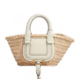 クロエコピー Chloe MARCIE ラフィア＆レザー ミニカゴバッグ CHC21US832C9725M