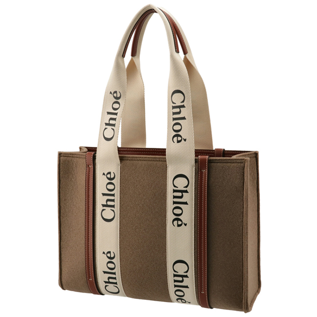 クロエスーパーコピー CHLOE トートバッグ WOODY LOGO ミディアム リボン付き リサイクルフェルト ブラウン系 CHC21WS383 F37 26E - 商品画像 9