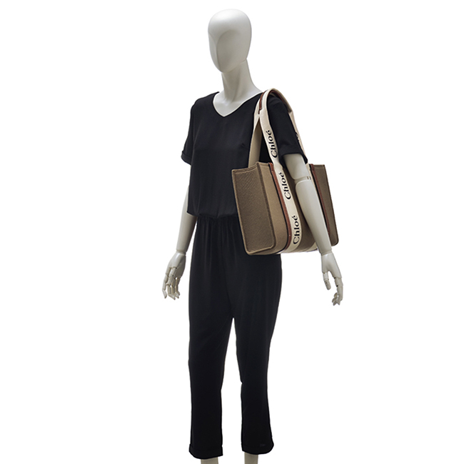 クロエスーパーコピー CHLOE トートバッグ WOODY LOGO ミディアム リボン付き リサイクルフェルト ブラウン系 CHC21WS383 F37 26E - 商品画像 3