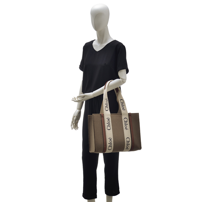 クロエスーパーコピー CHLOE トートバッグ WOODY LOGO ミディアム リボン付き リサイクルフェルト ブラウン系 CHC21WS383 F37 26E - 商品画像 8