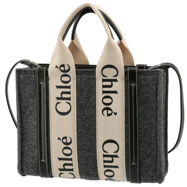 クロエスーパーコピー CHLOE ショルダーバッグ WOODY LOGO スモール リボン付き リサイクルフェルト グレー系 CHC21WS397 F37 053 - 商品画像 4