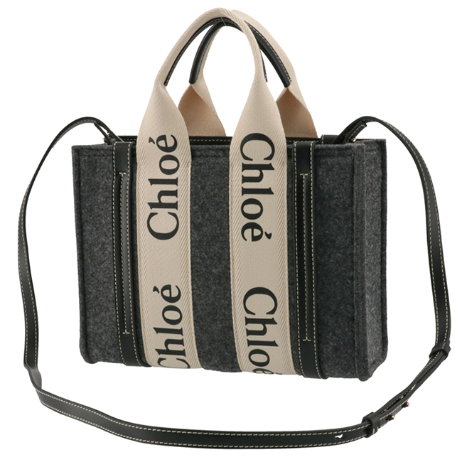 クロエスーパーコピー CHLOE ショルダーバッグ WOODY LOGO スモール リボン付き リサイクルフェルト グレー系 CHC21WS397 F37 053 - 商品画像 9