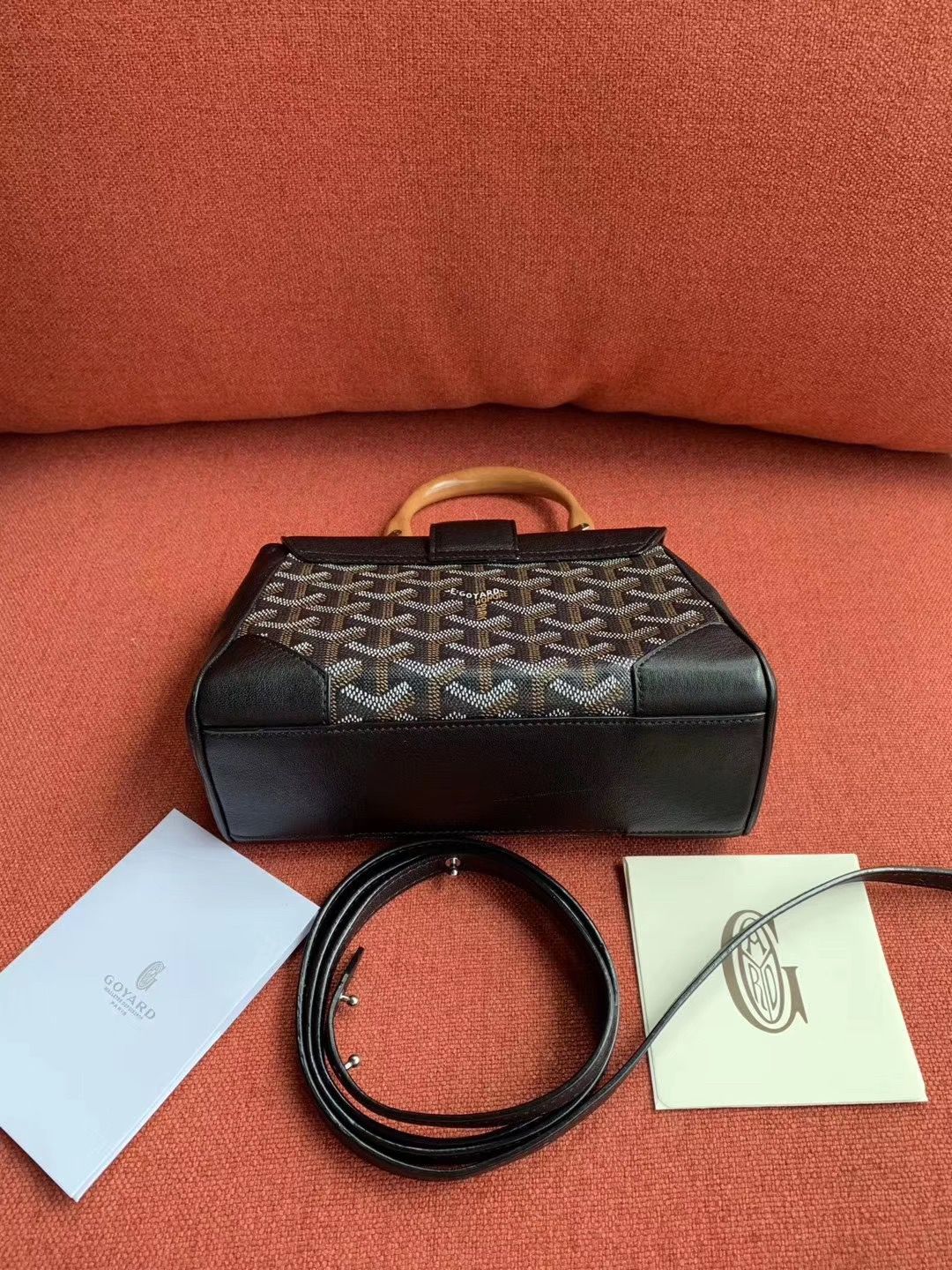 ゴヤール サイゴン ミニ ハンドバッグ 2WAY ショルダー 黒 レア ヘリンボーン レディース GOYARD SAIGON MINI Goyard2020035 - 商品画像 1